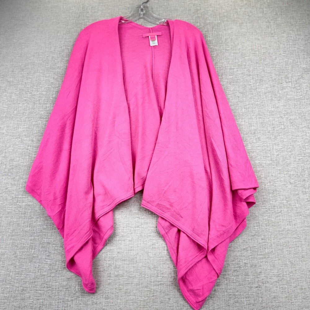 Lilly Pulitzer Hot Pink Cashmere Blend Open Front Draped Wrap Cardigan One Size